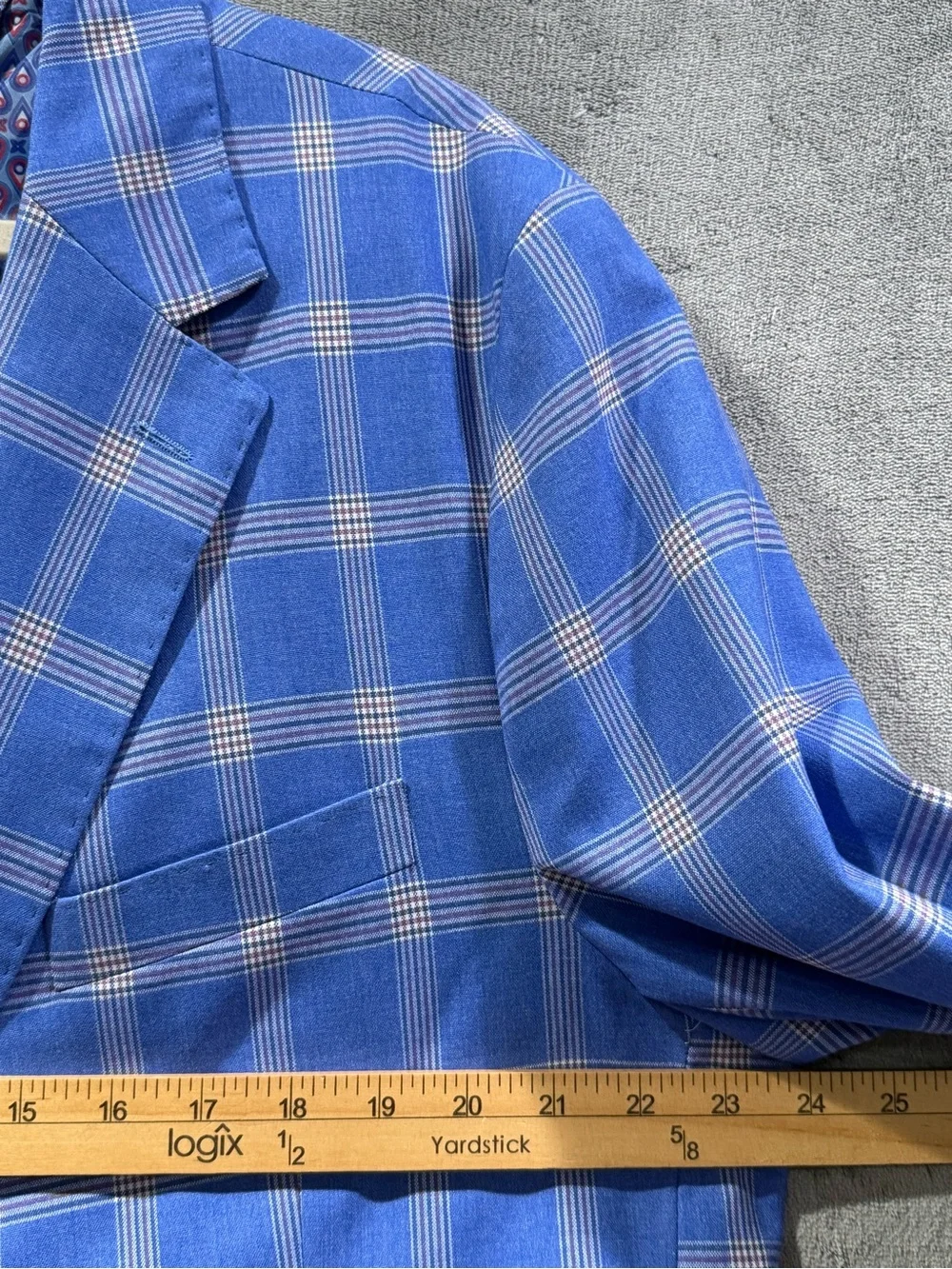 Tailorbyrd Collection Men’s Blazer 48L Blue Windowpane Sport Coat Stretch Jacket